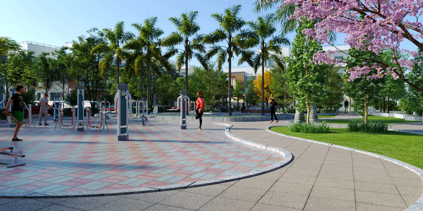 Outdoor exercise and landscape amenity area