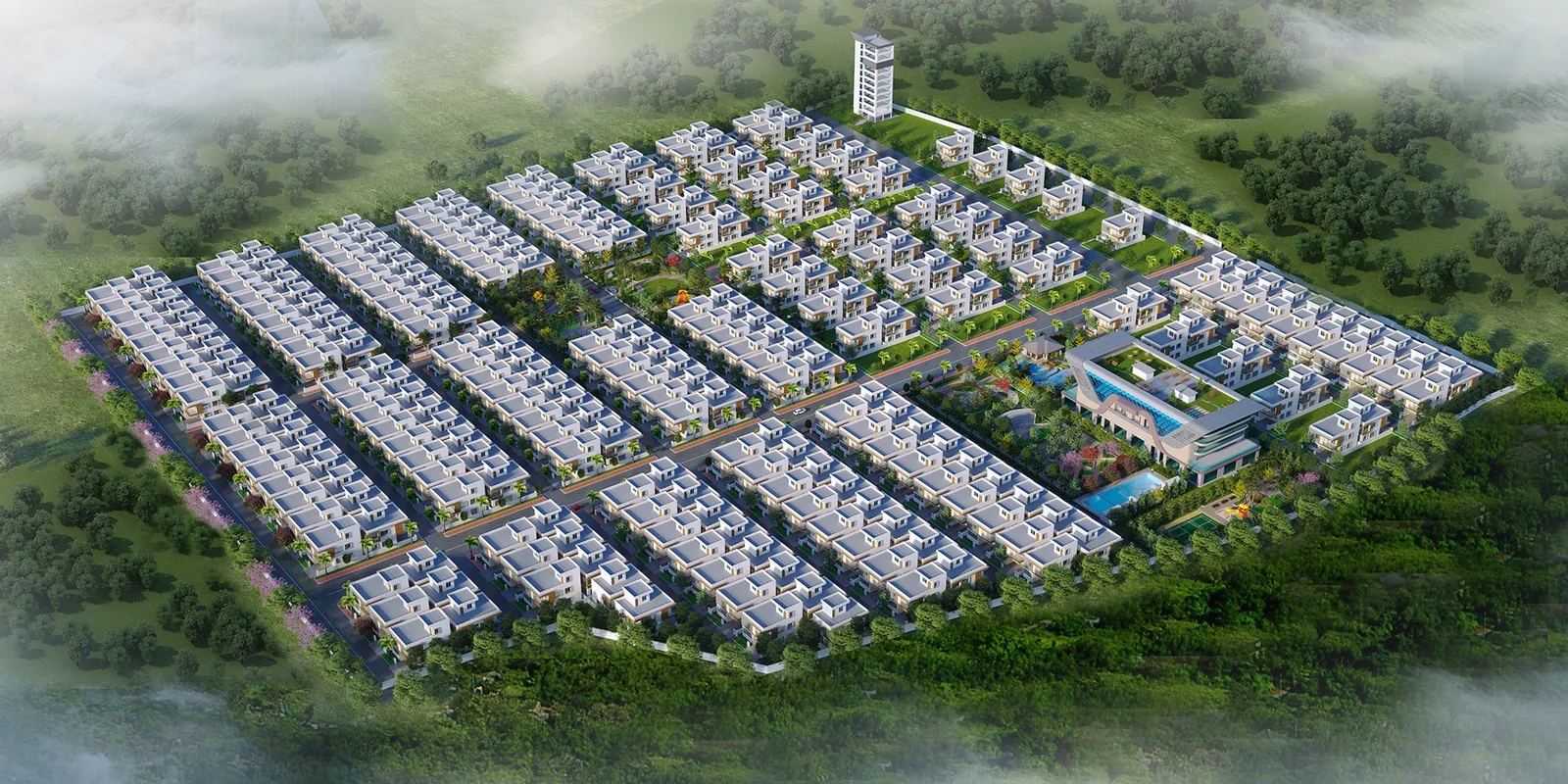 Aerial view of Anvaya Villas community layout